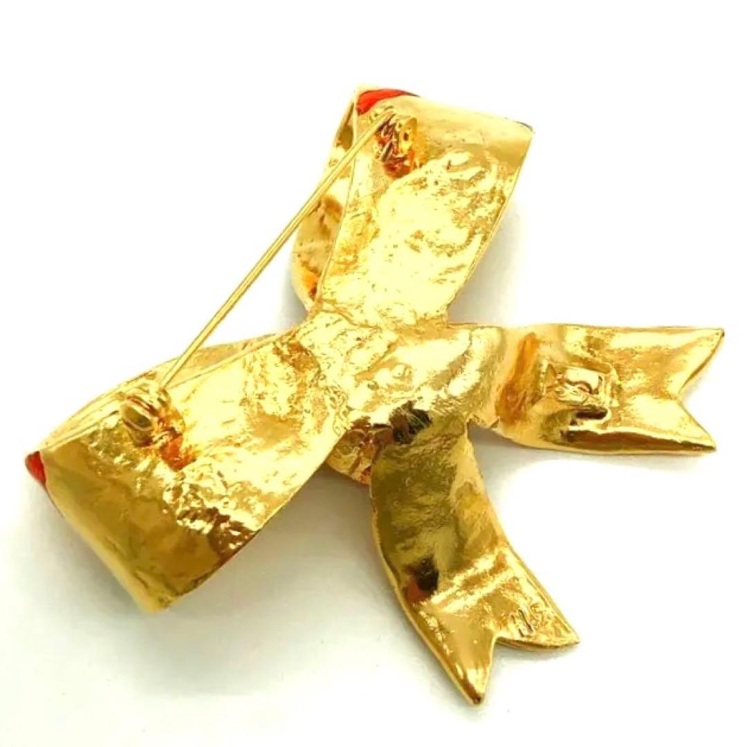 新品同様✨イヴサンローラン ブローチ コサージュ　リボンモチーフ