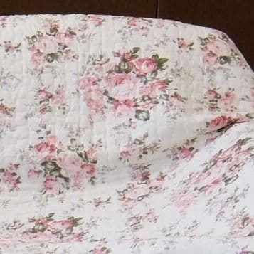 ２枚セット 両面使用できる　キルトマルチカバー　薔薇柄ピンク　１９０ｘ２４０ｃｍ