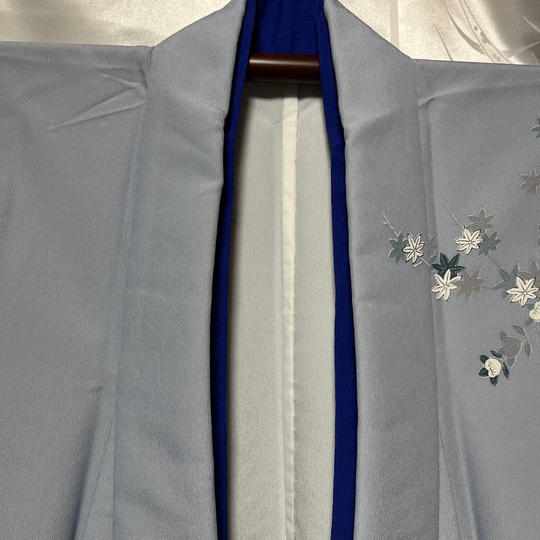 【胴抜き】洗える着物　訪問着　グレイッシュな水色
