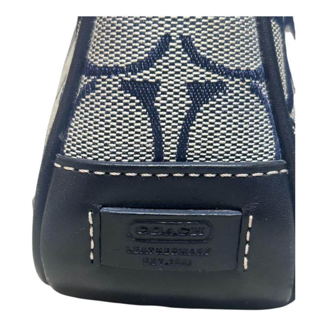 【美品】COACH コーチ 6094アクセサリーポーチ ネイビー　メタルチャーム