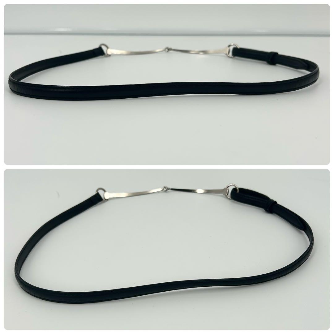 希少/美品✨グッチ ホースビット 細ベルト シルバー ブラック レザー