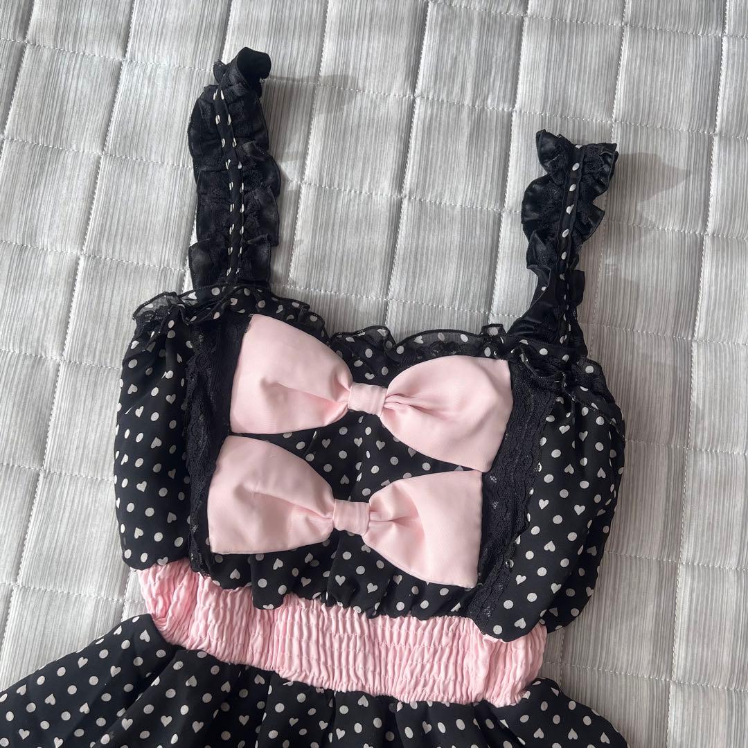 TRALALA ドット柄 キャミミニワンピース