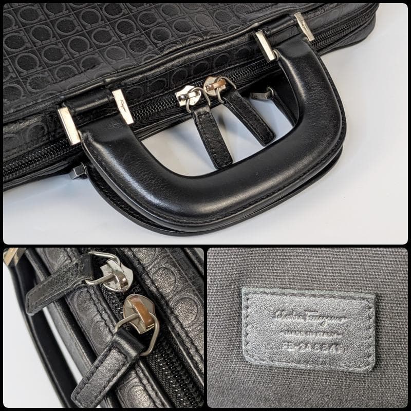 サルヴァトーレフェラガモ ビジネスバッグ A4収納 ガンチーニ レザー ブラック