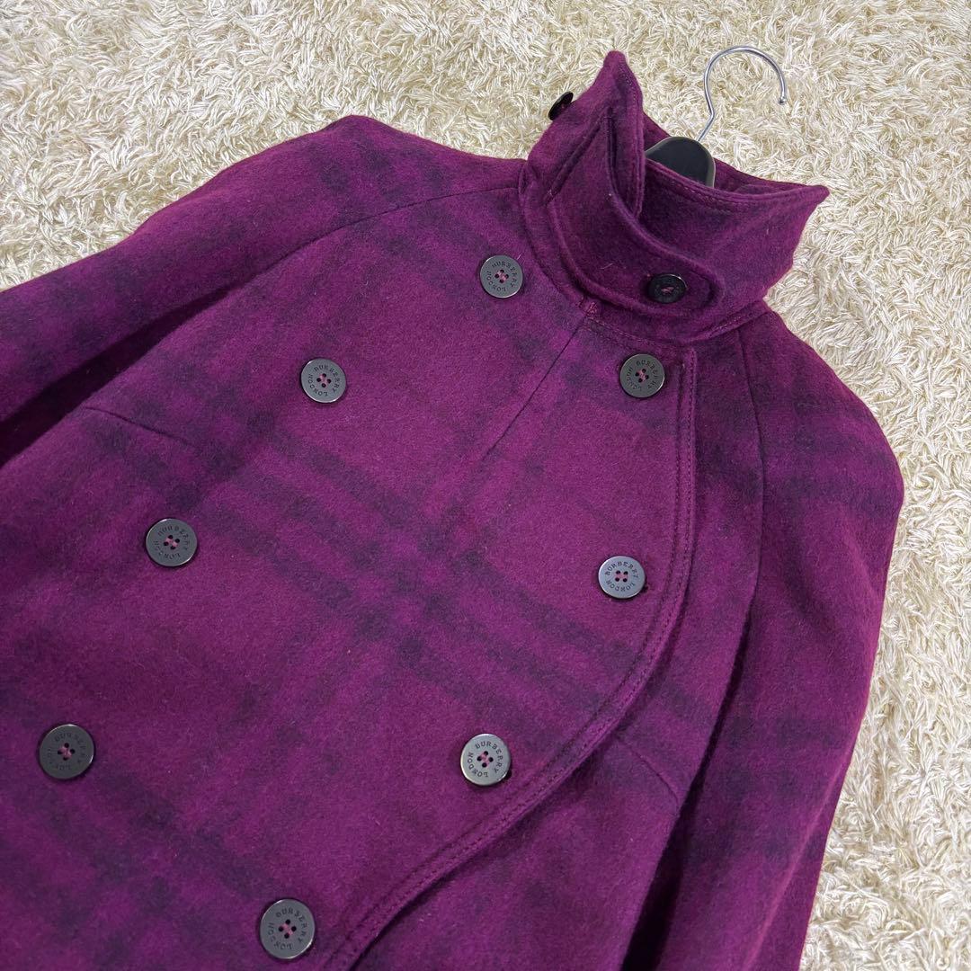 バーバリーロンドン　チェック柄　イタリア製　ウール　モヘヤ　ウール　コート