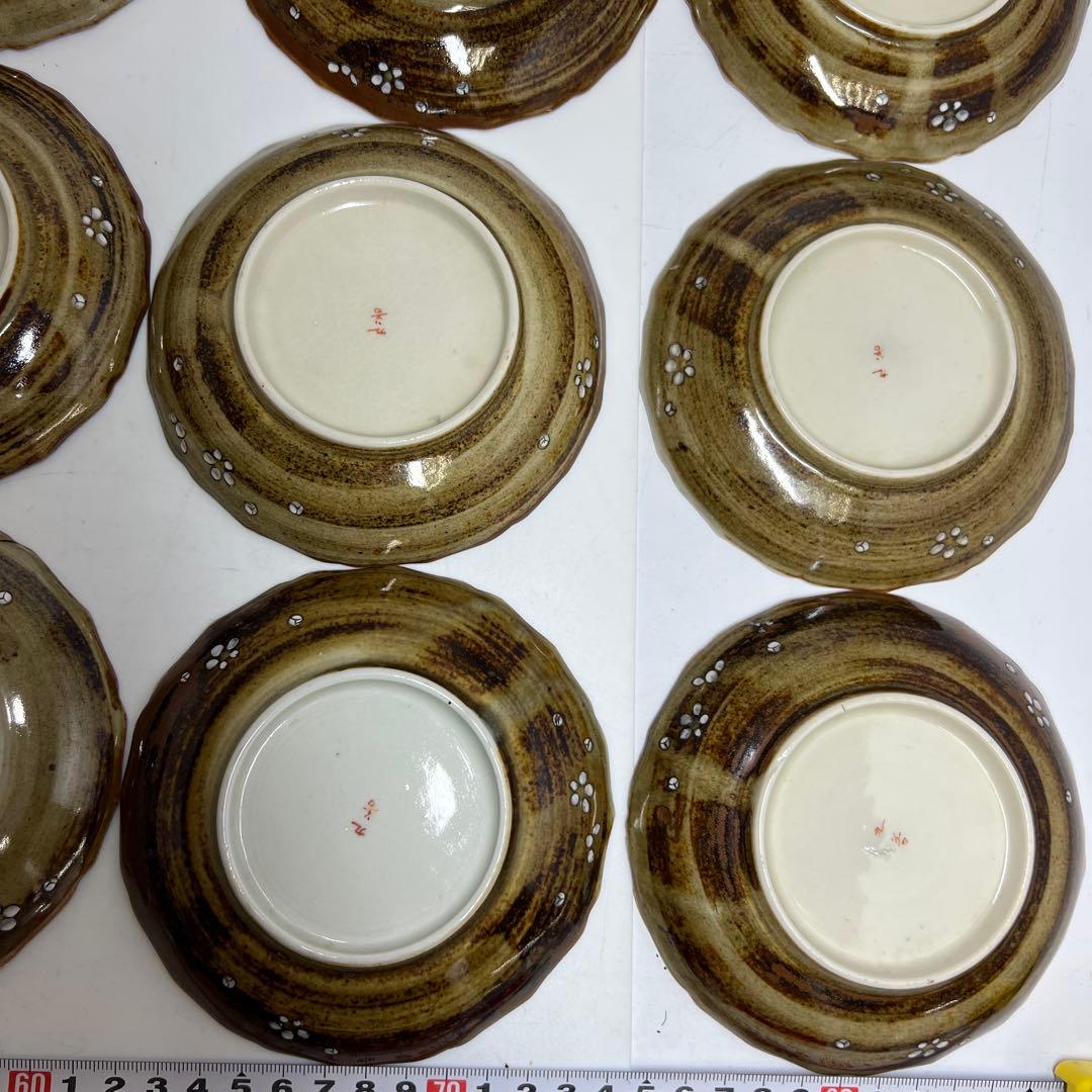 九谷焼　扇面画小皿　20枚　木箱付　直径12.5㎝　タトチ　東さ8-0124①