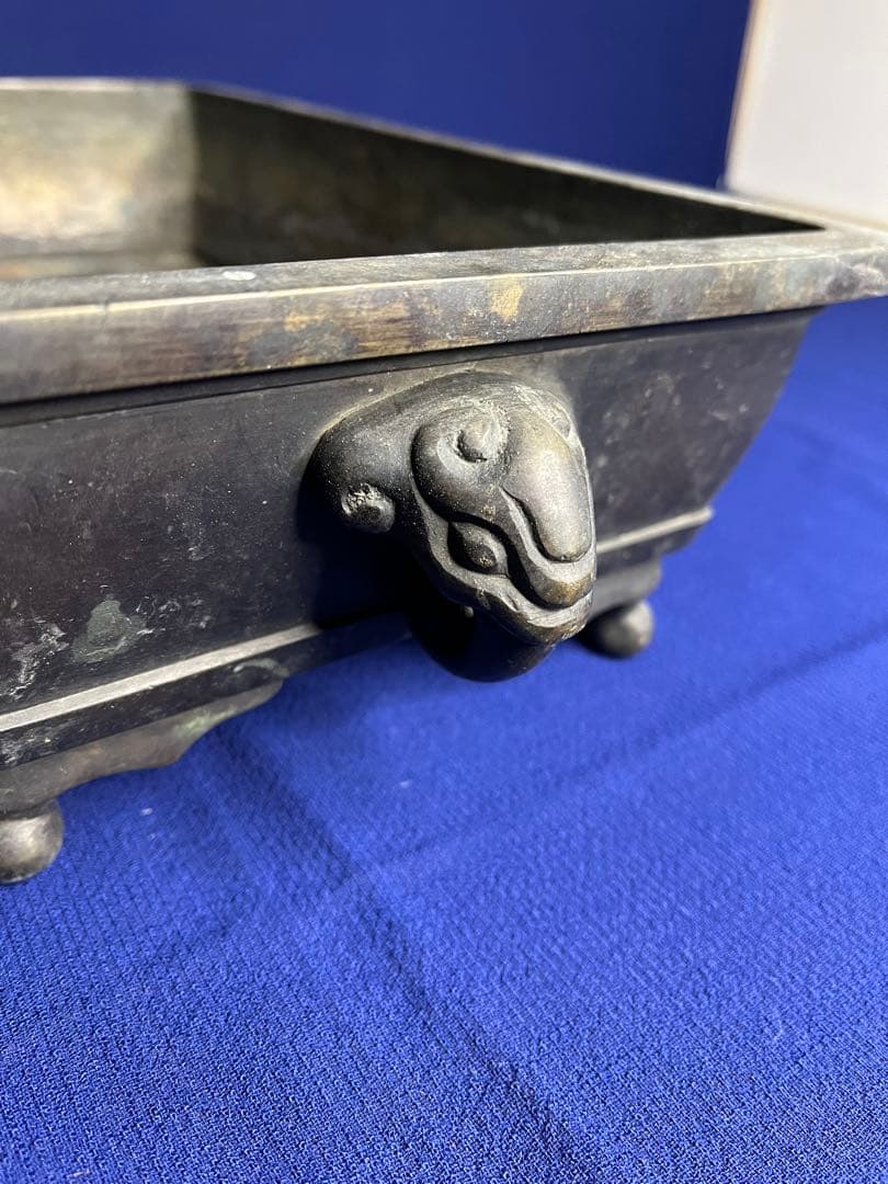 水盤　花器　約3キロ　古銅　真鍮　中国古美術　骨董