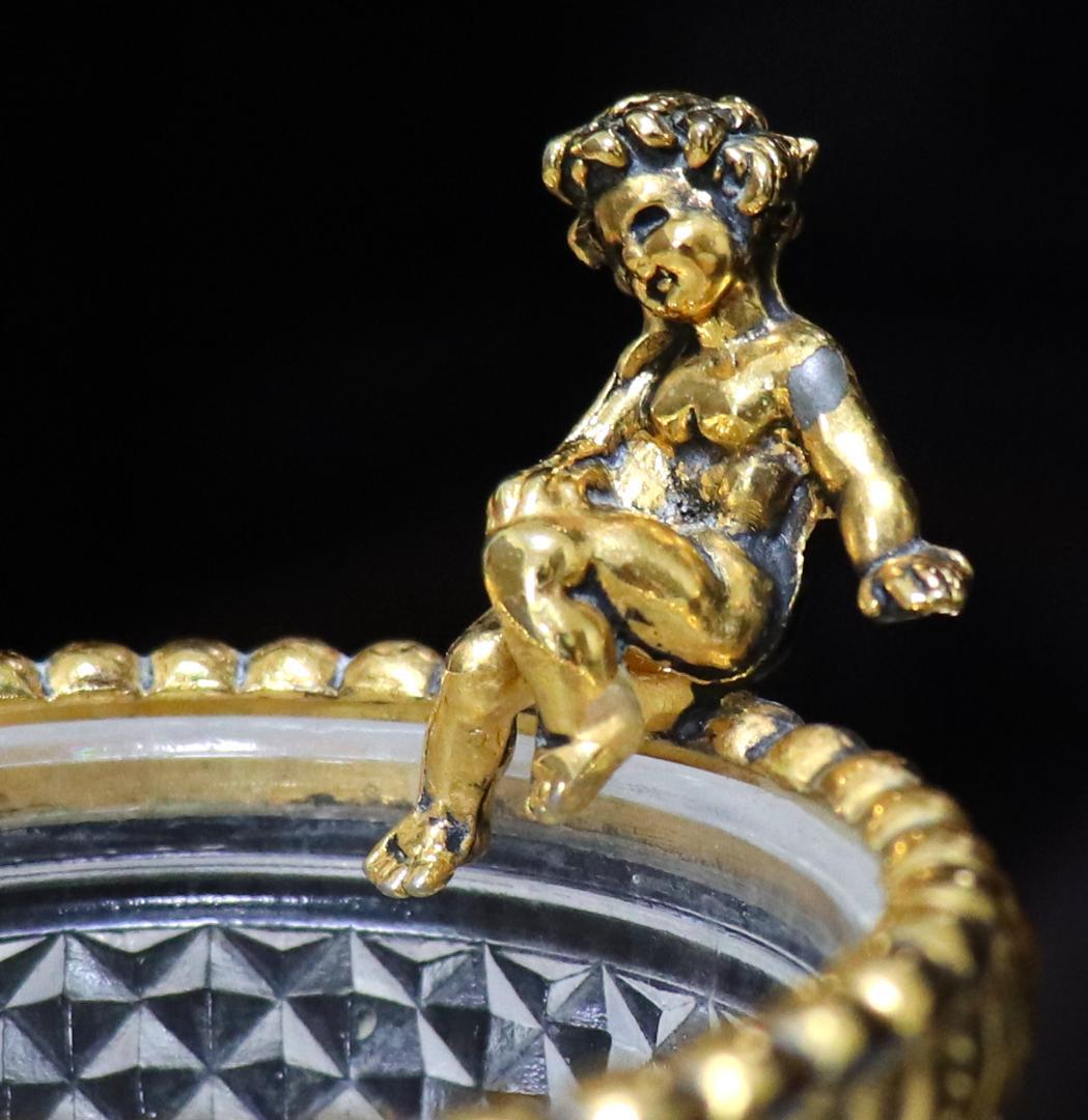 オールド・バカラ 1890年 名品 天使文ゴールド装飾ディアマン・ビゾー小物入れ