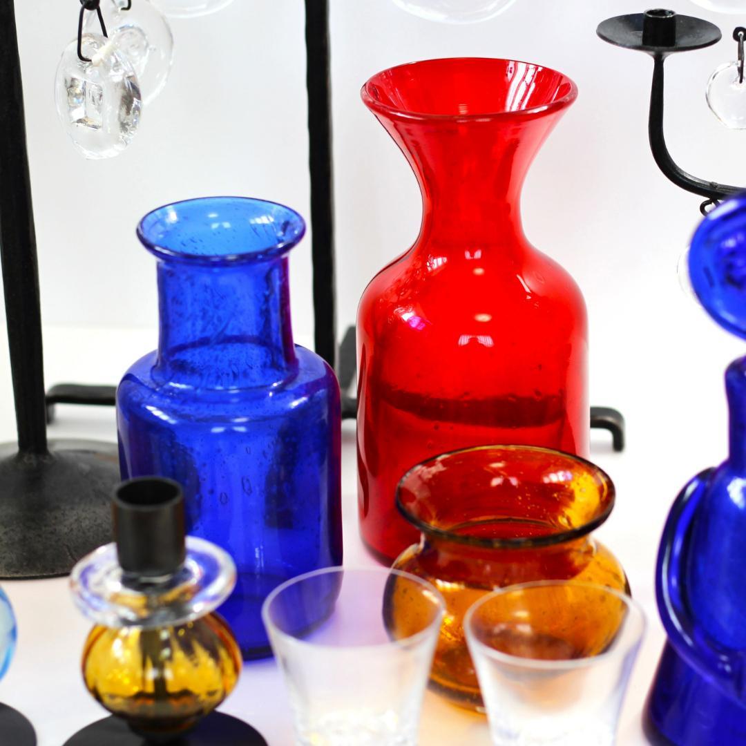 【サイン入り】エリックホグラン　Erik Hoglund　ブルー 花器花瓶　北欧