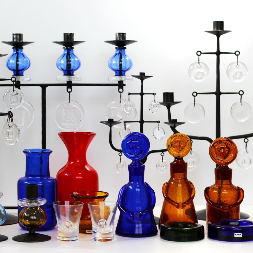 【サイン入り】エリックホグラン　Erik Hoglund　ブルー 花器花瓶　北欧