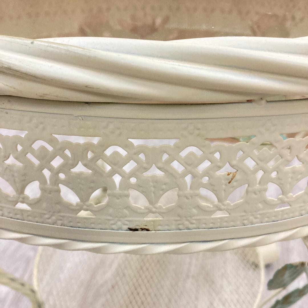 アンティーク調　薔薇　サイドテーブル　ガラステーブル