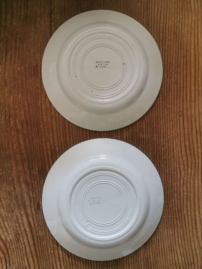 アンティーク クレイユモントロー インディゴの水仙 22㎝プレート２枚セット α