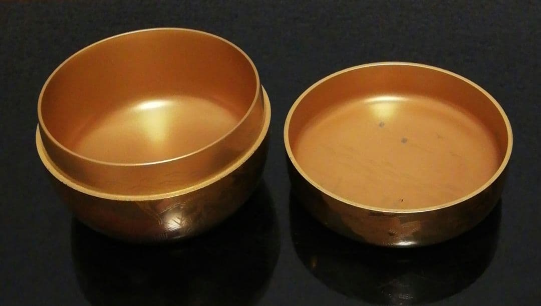 章作　蒔絵　塩釜　平棗　共箱　茶道具