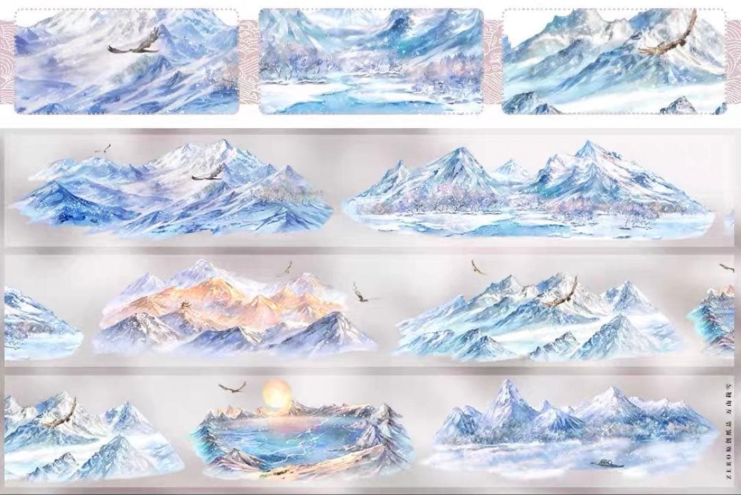 【9506】海外　5m巻　PETマスキングテープ　雪山　自然景色　背景系