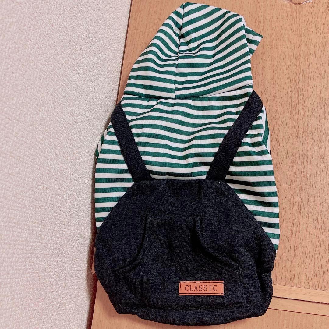 ドッグウェア パーカー 冬服 厚手 防寒 保温 犬服 ロンパース ボーダー柄