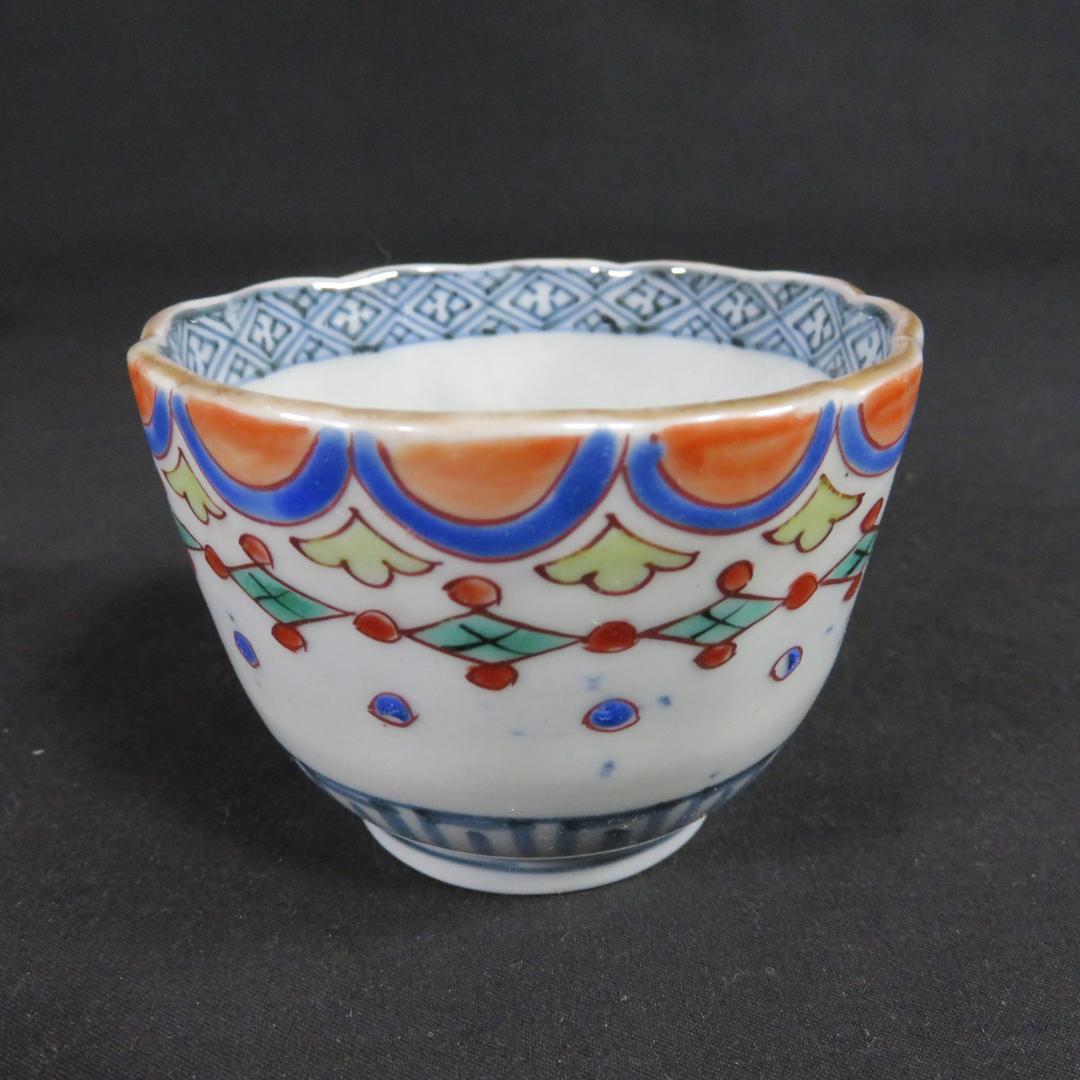 蕎麦猪口 5ケ 向付 成化年製 古伊万里 色絵 木箱つき