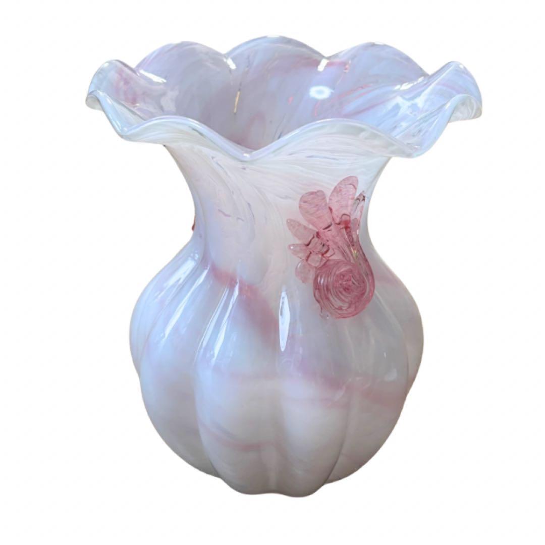 IWATA GLASS 岩田ガラス 花瓶 フラワーベース マーブルピンク