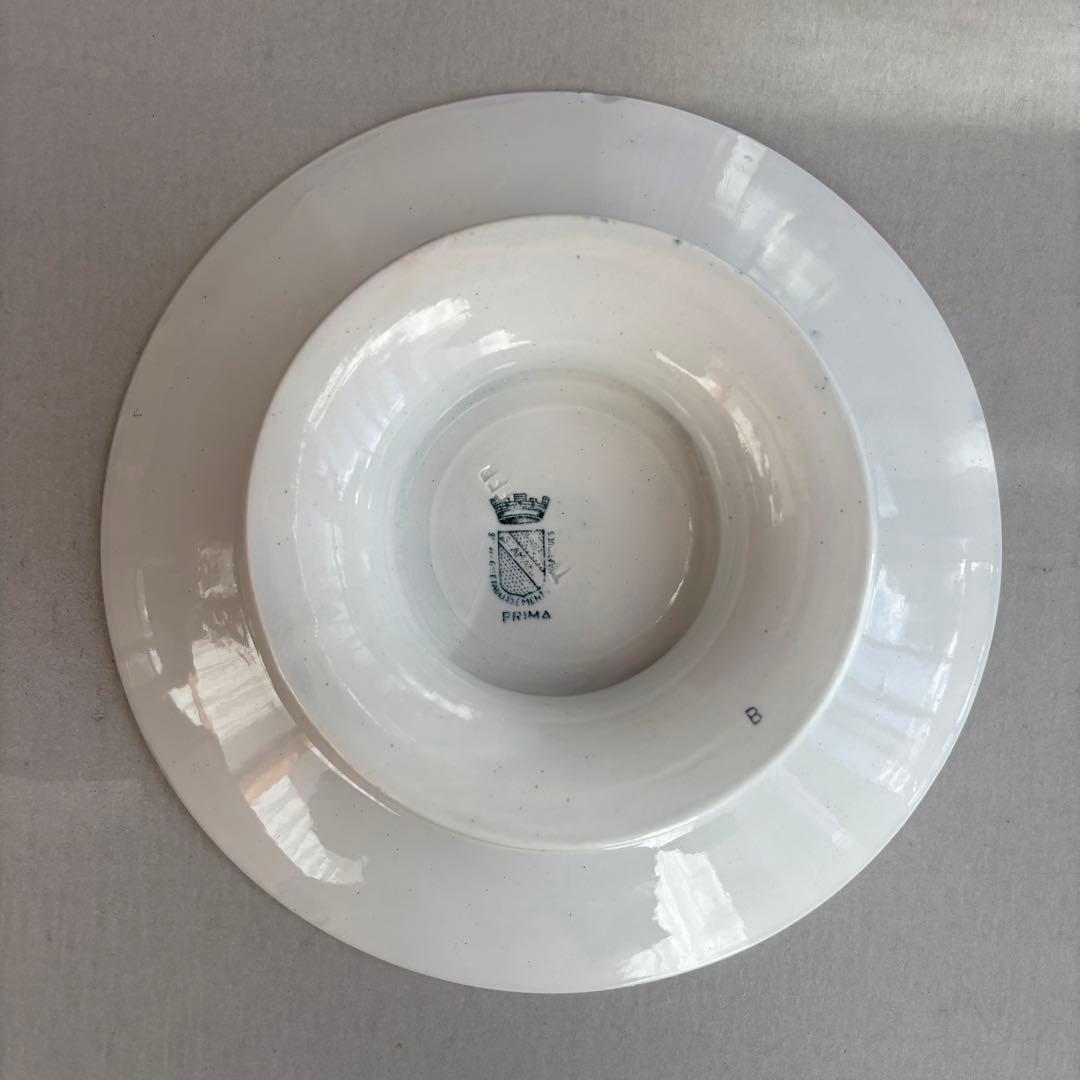 フランスアンティーク サンタマン PRIMAブルーの蔓の花が可愛いコンポティエ