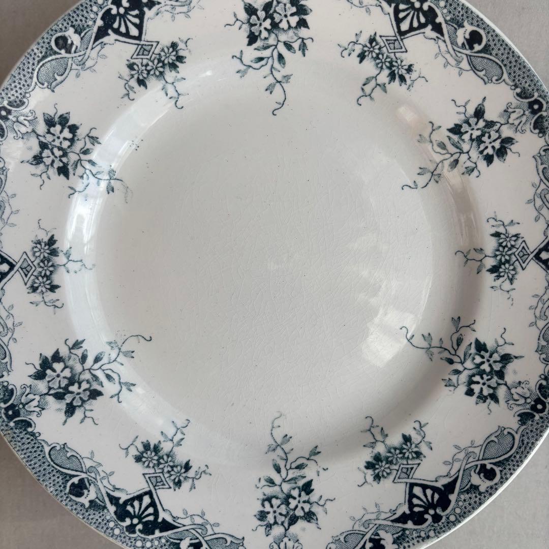 フランスアンティーク サンタマン PRIMAブルーの蔓の花が可愛いコンポティエ