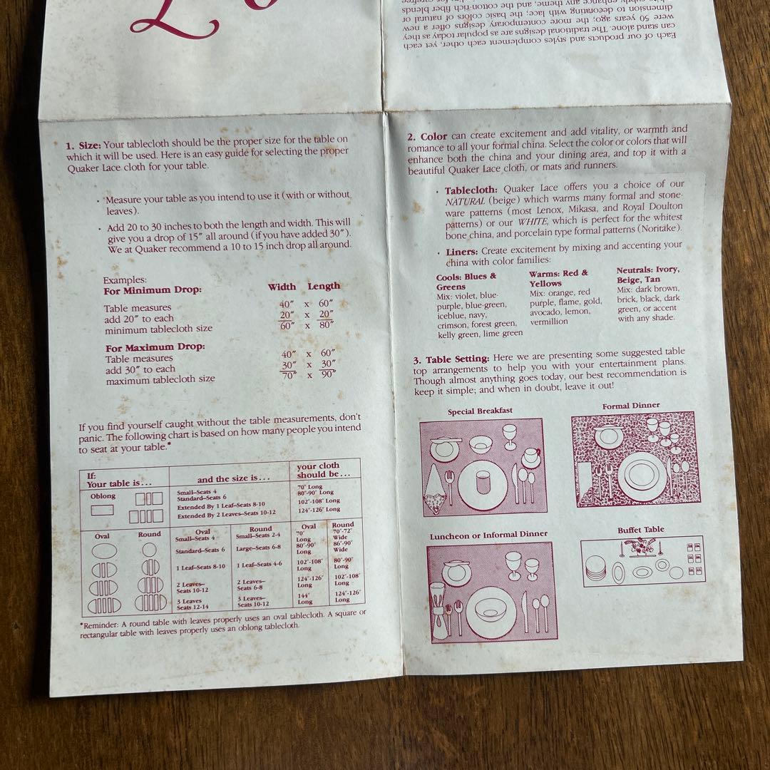 ヴィンテージ　クエーカーレース テーブルクロス（特大）