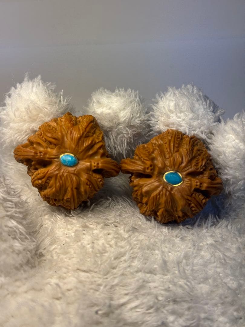 【高級彫刻】40mm×37mm×33mm 竜紋彫刻クルミペア