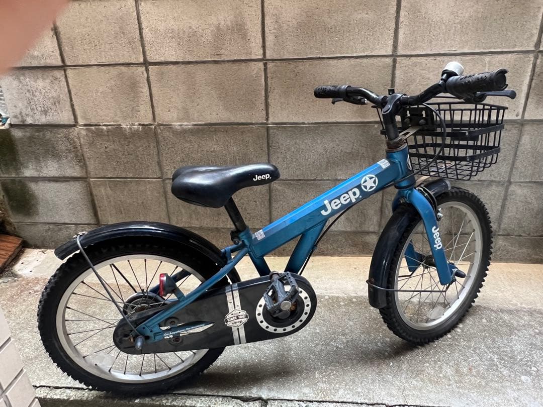 Jeep 子供用自転車 青 前カゴ付き　18インチ