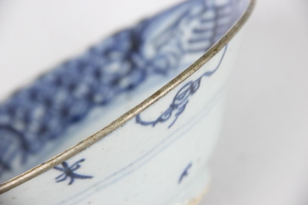 中国古美術 唐物 染付  清時代　菓子器　茶碗　清康熙　青花 EY11-2