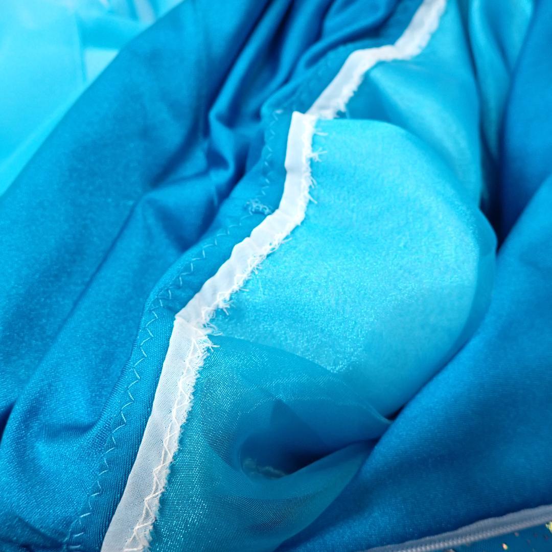 Y5434【白樺ドレス】M★水色/スワロフスキー/スタンダード☆社交ダンス