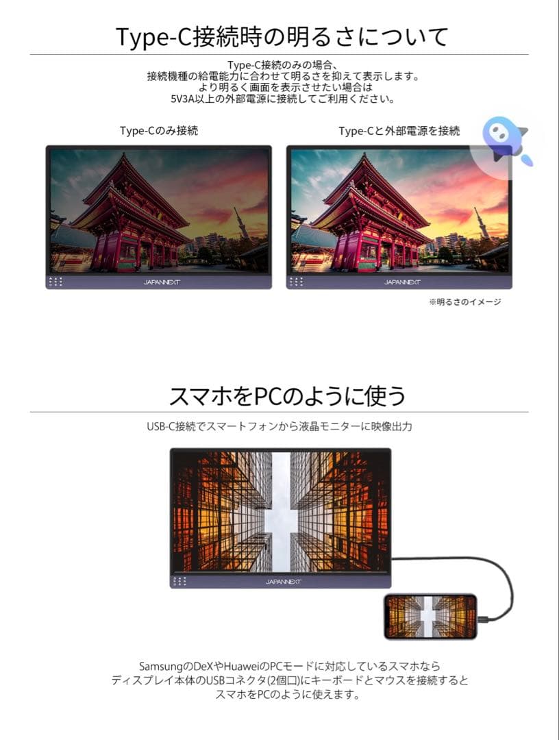 JAPANNEXT モバイルモニター 3200x1800 4K 小型