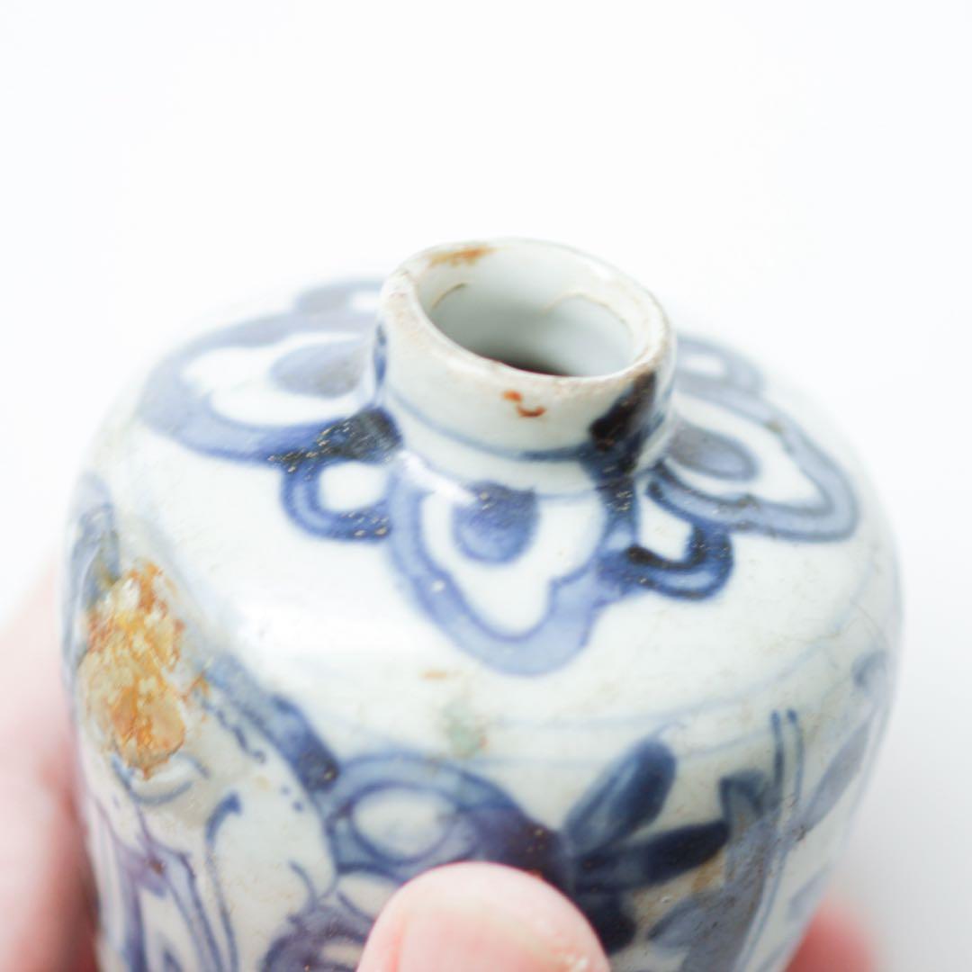 古染付　小壺　中国陶磁器　青花　青華