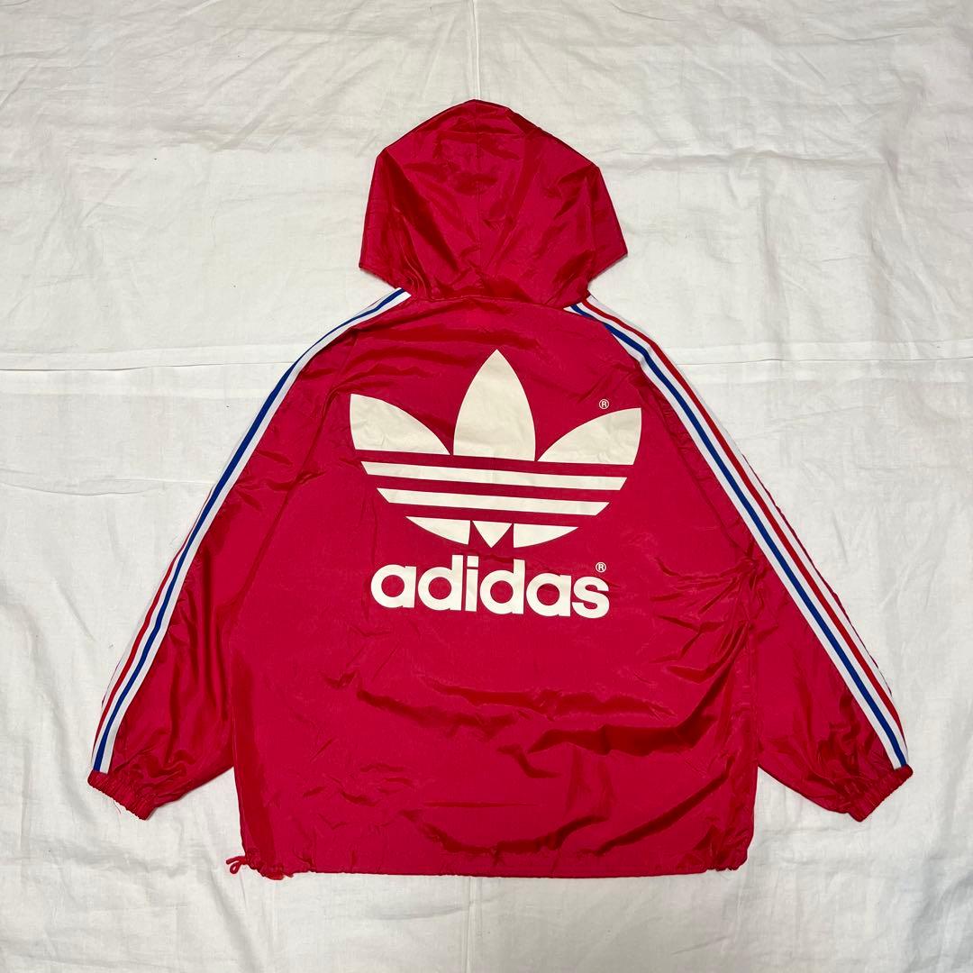 80s vintage adidas ナイロンパーカー M 赤 y2k スポーツ