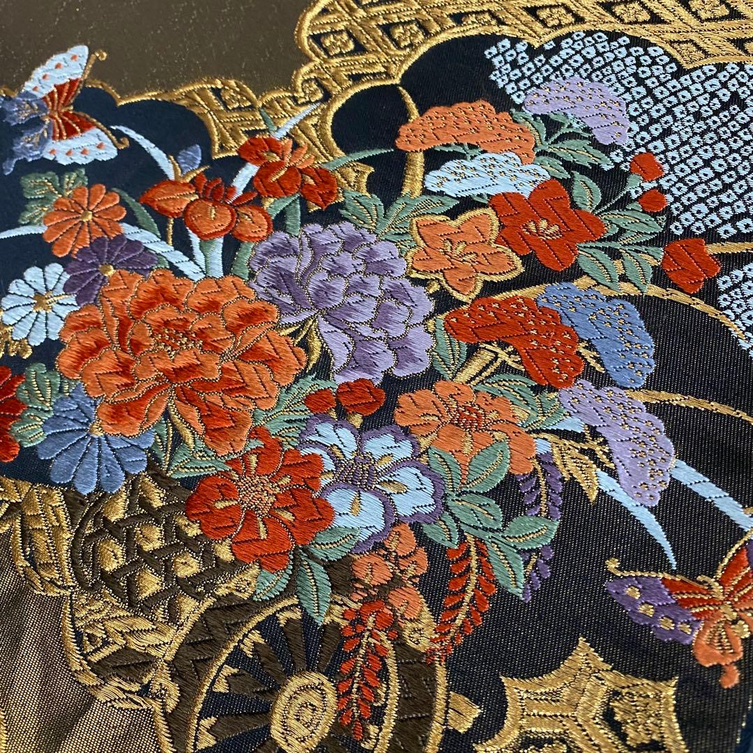 ZY-841 袋帯 雲取り 花車 鴛鴦 蝶 箔 フォーマル 礼装 高級 名品