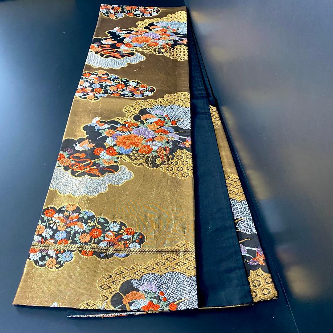 ZY-841 袋帯 雲取り 花車 鴛鴦 蝶 箔 フォーマル 礼装 高級 名品