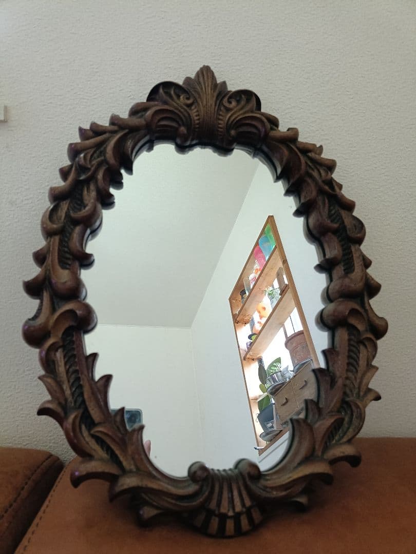 昭和レトロ★ニッカ　日本家具メーカー　希少　木製ミラー