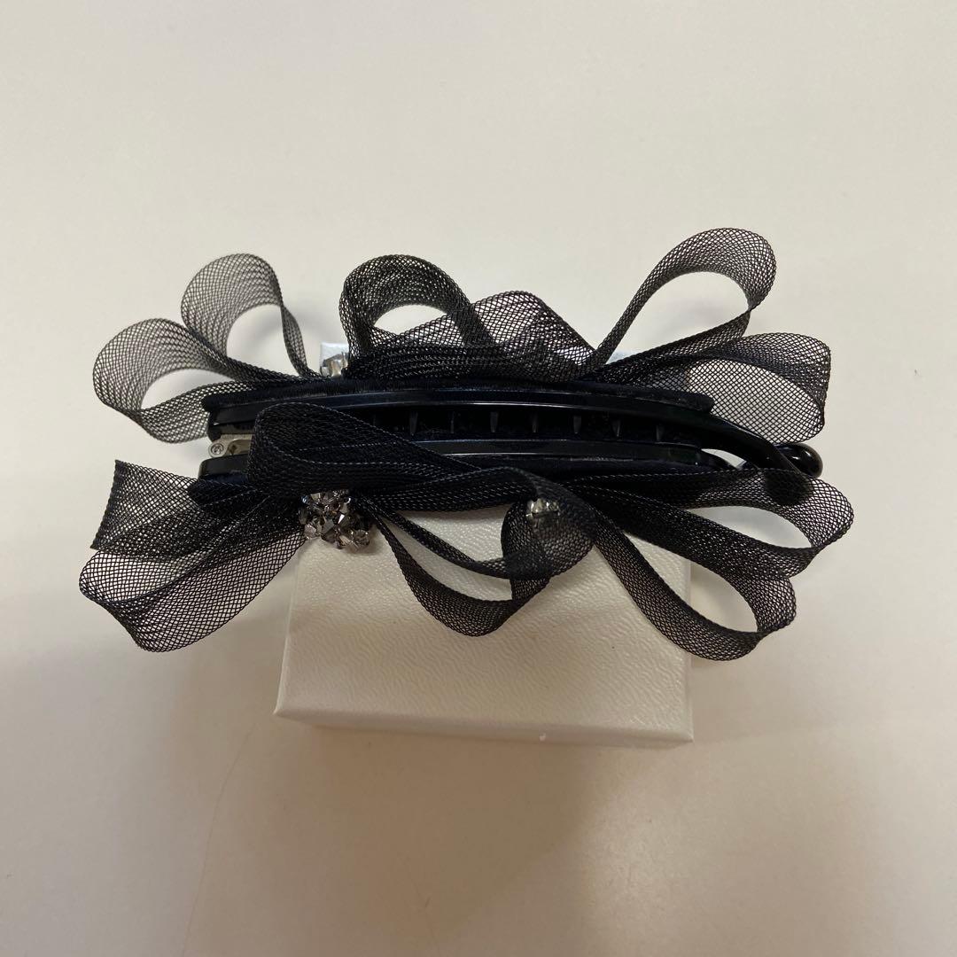 ブラックメッシュリボンヘアクリップ