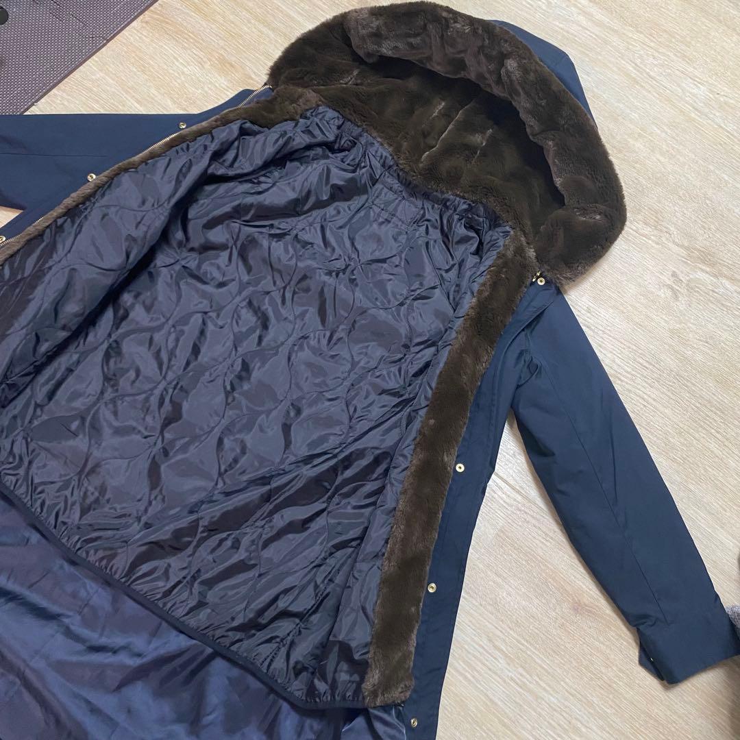 極美品 グリーンレーベルリラクシング SC モッズコート ロング 38 ネイビー