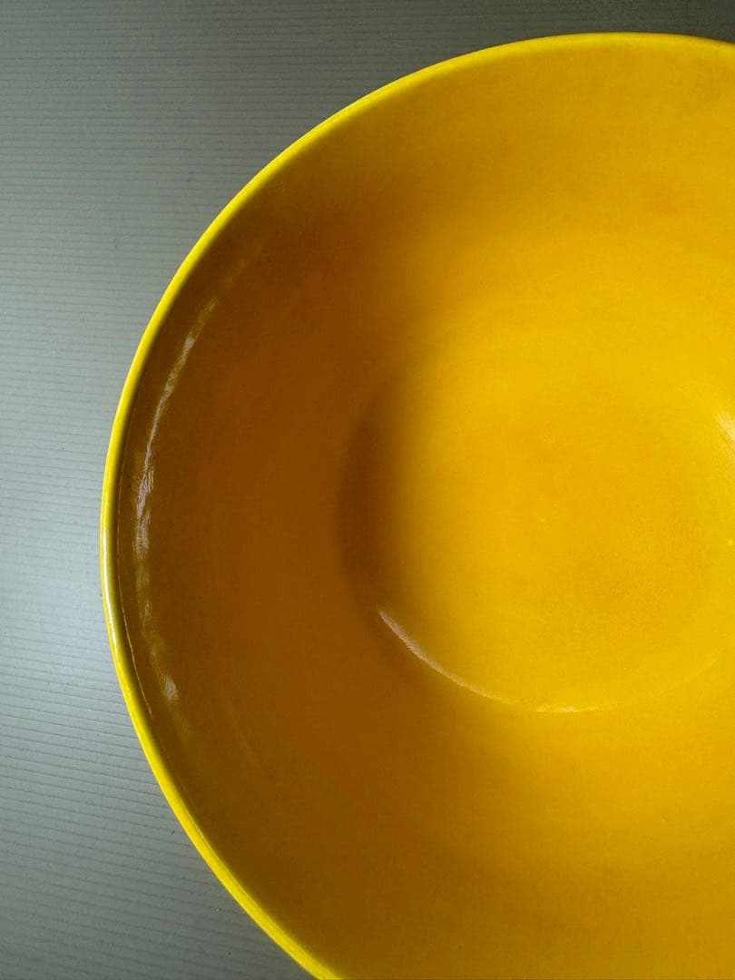 2395 清水焼　平安雲景　黄交趾鳳凰文　菓子鉢　時代物