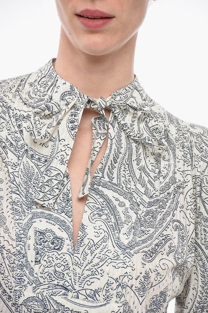 ETRO ペイズリー柄 バルーンスリーブシャツ ボウタイ