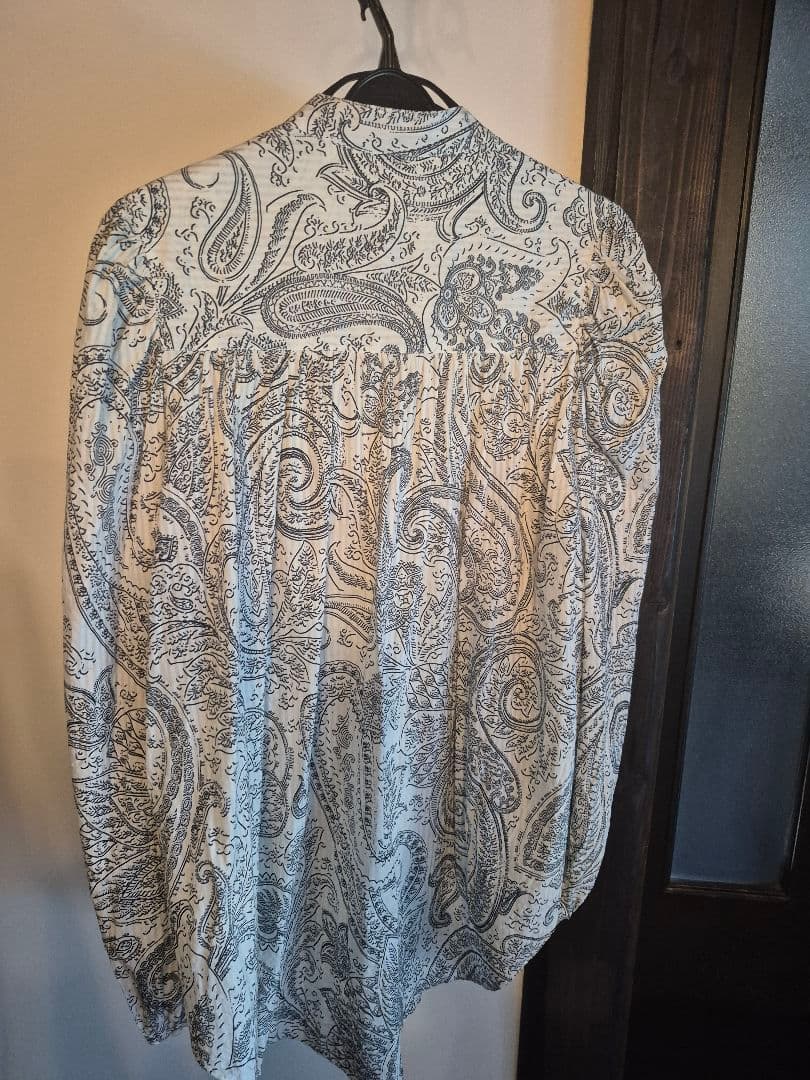 ETRO ペイズリー柄 バルーンスリーブシャツ ボウタイ
