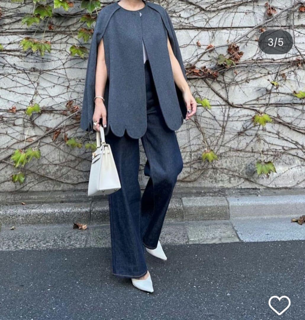 cygne シーニュ　スカラップケープsophie 　ポンチョ　グレー　サイズ0