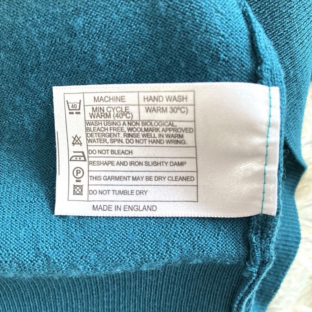 【美品】ジョンスメドレー　Vネックニット　メリノウール100％ S ターコイズ