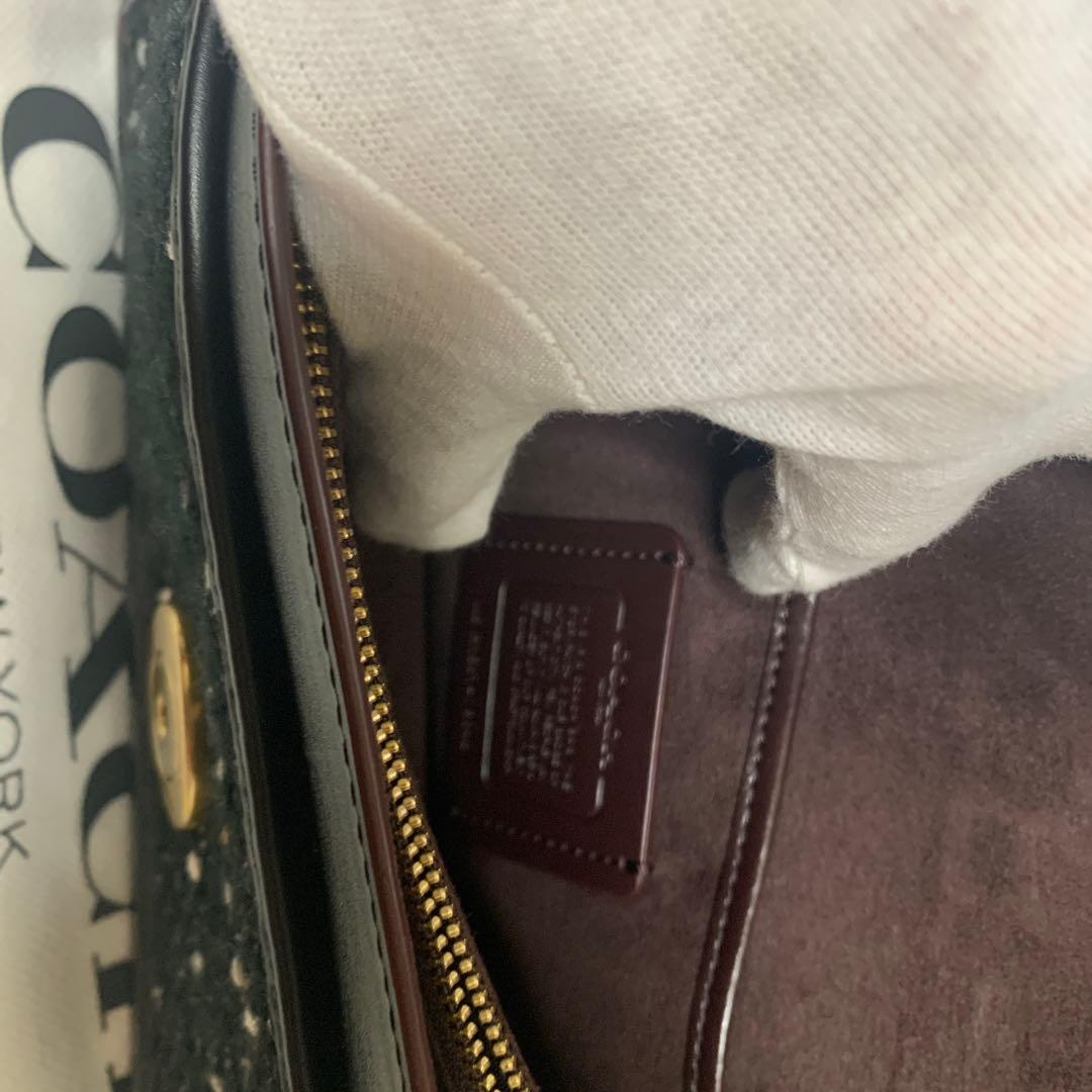 Flower　美品コーチ　タビーレザーツイード2wayショルダーバッグ