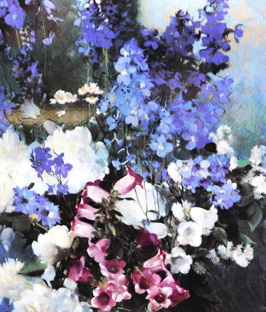 ローラ・クームス・ヒルズ ヴィンテージ ステンドグラス 花束 パステル画 絵画