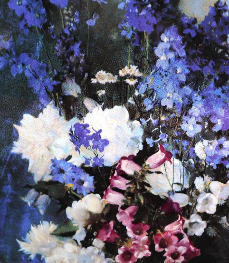 ローラ・クームス・ヒルズ ヴィンテージ ステンドグラス 花束 パステル画 絵画