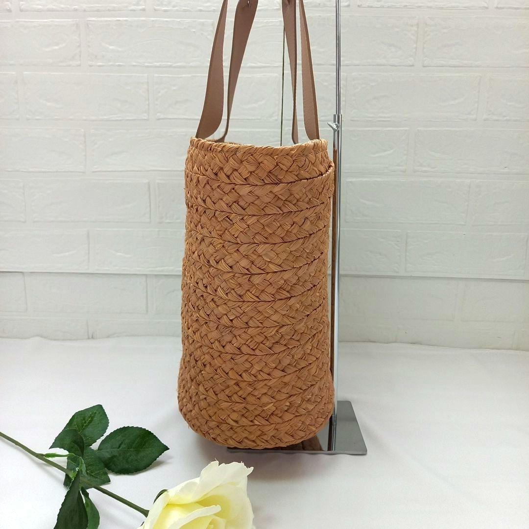 HELEN KAMINSKI ラフィア レザー トートバッグ 肩掛け カゴバッグ