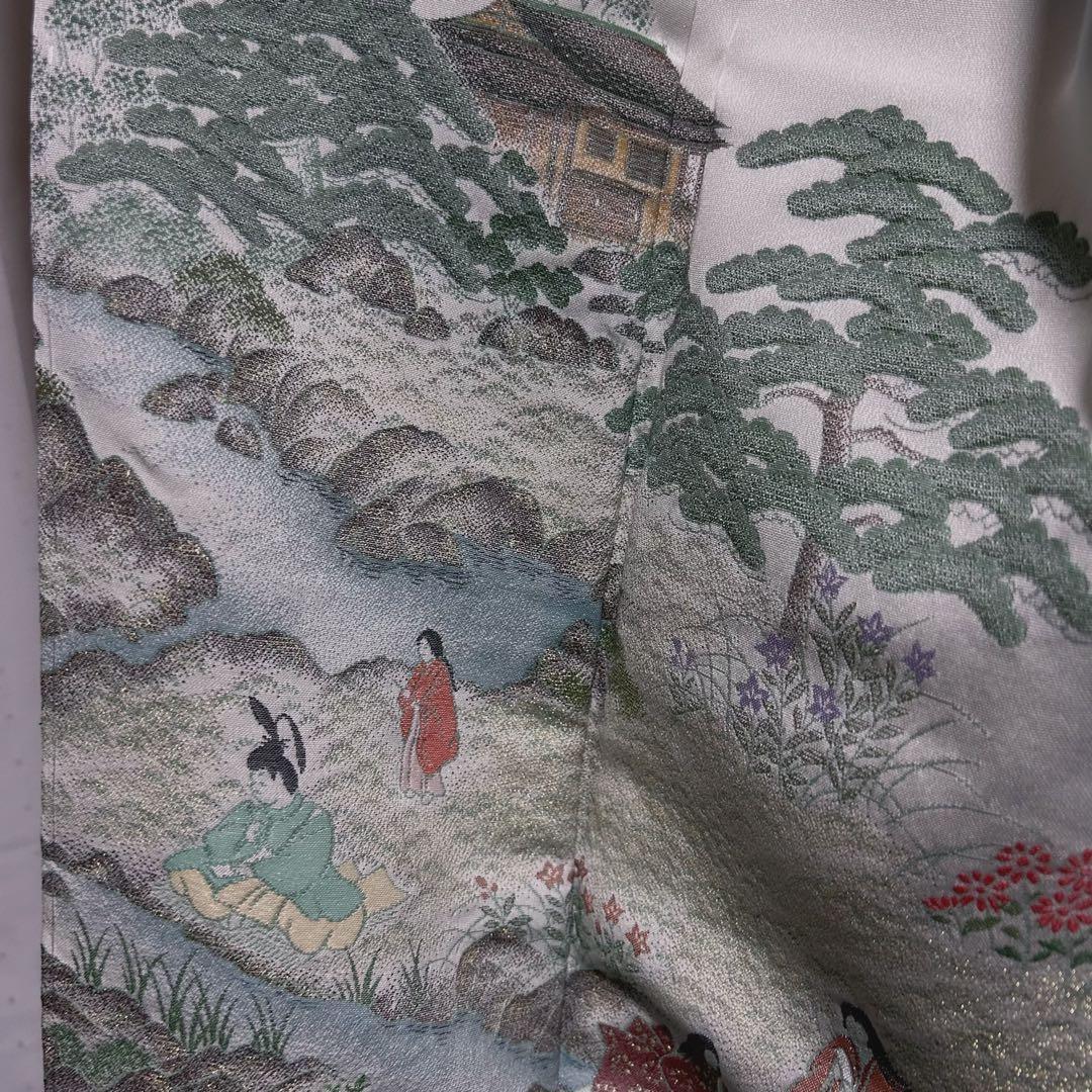 新品　美品　袷　正絹　縮緬　金彩　一つ紋　訪問着　フルセット