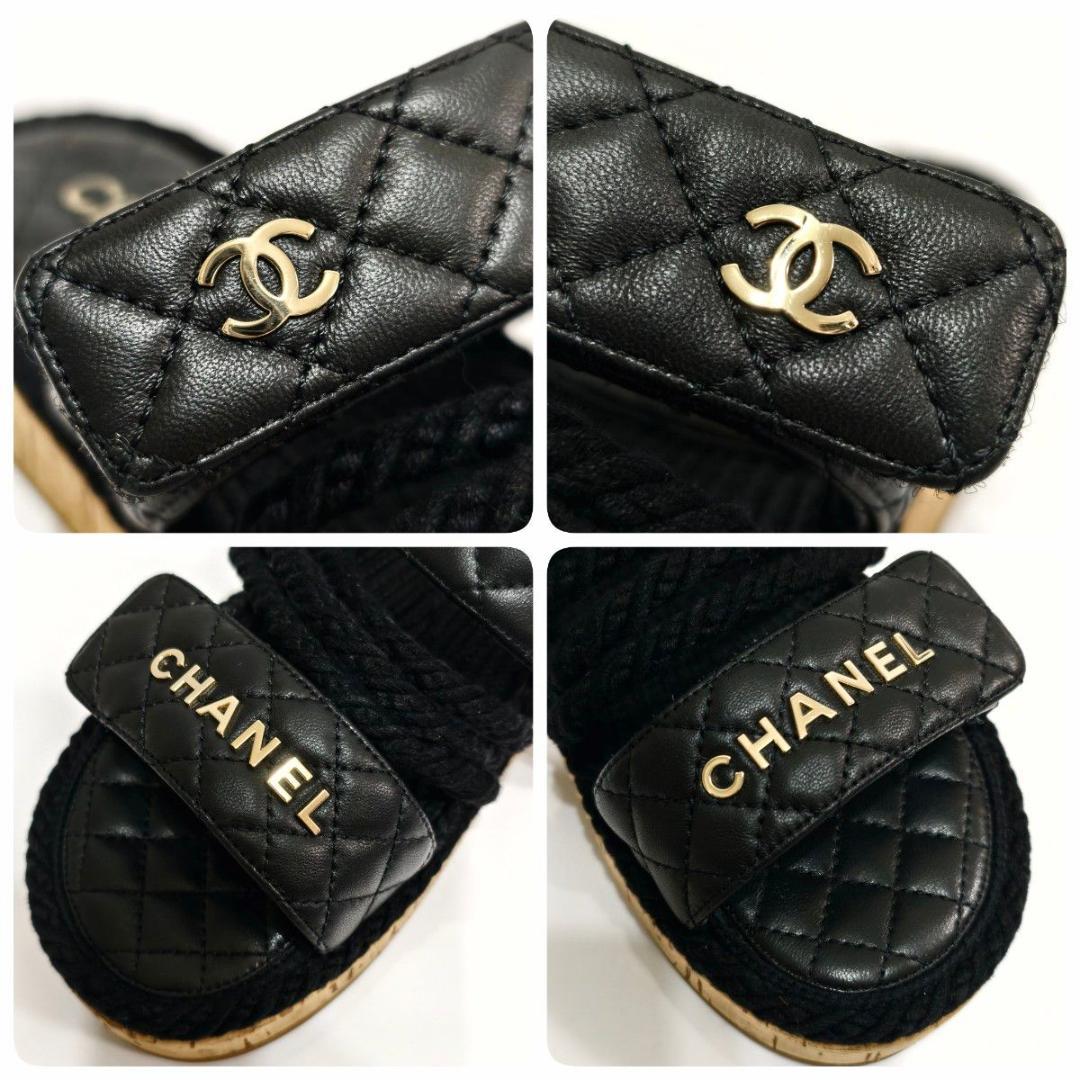 【極美品】シャネル ココマーク マトラッセ サンダル ブラック 23.5