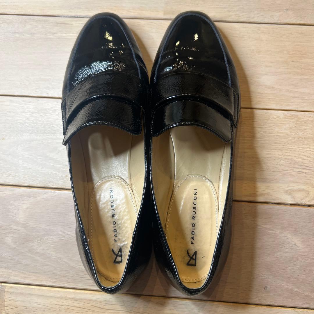 Fabio Rusconi モカデザインレザーシューズ （ブラックエナメル）37