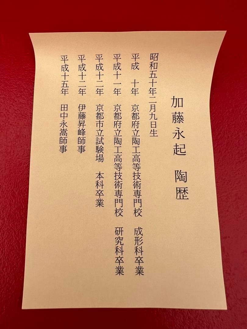 【茶道具】京焼 茶碗 色絵春野 加藤永起 共箱 共布