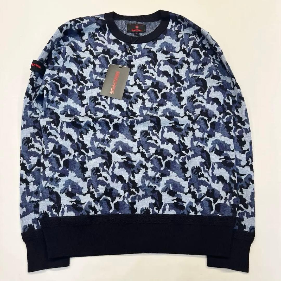 新品　BRIEFING MS CAMO JQ CREW NECK KNIT