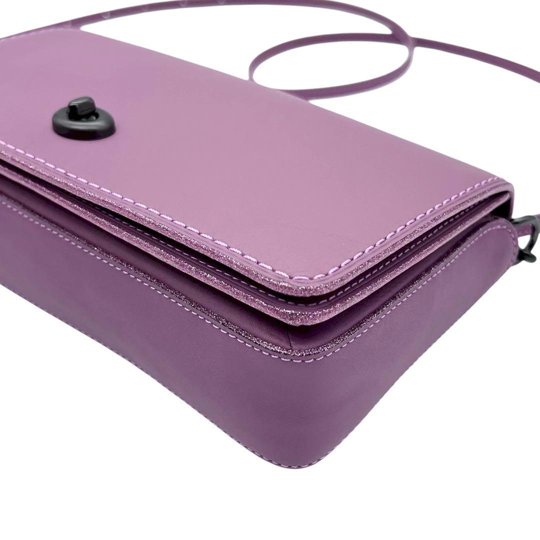 コーチ　ディンキー　ショルダーバッグ　クロスボディ　ターンロック　ラメ　レザー